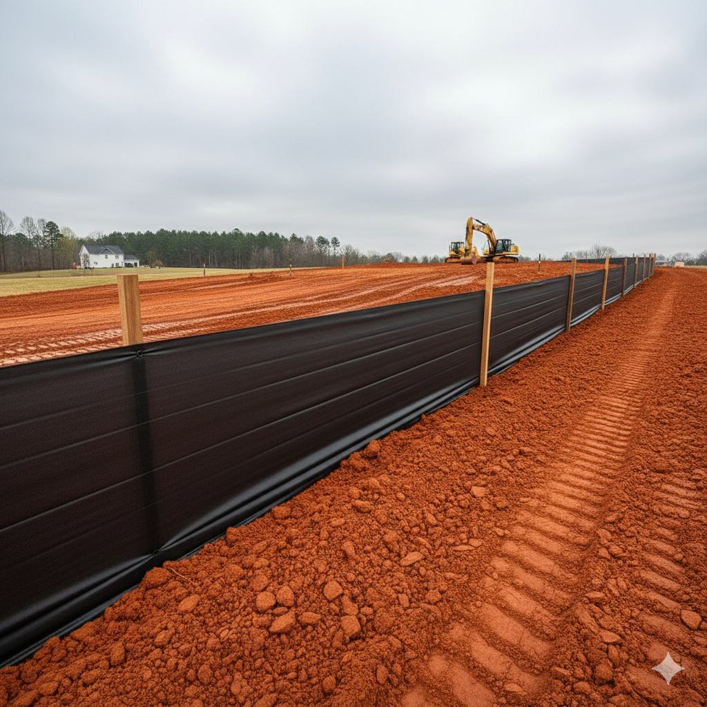 After silt fence installation